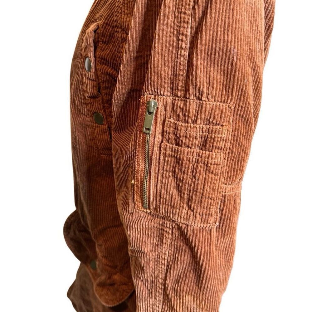 American Eagle rust corduroy hooded knee length jacket size XS - Picture 9 of 12